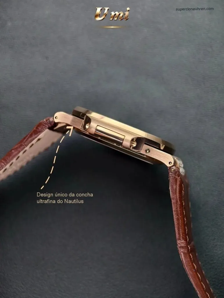 1:1 Super Clone Uhr Patek Philippe Nautilus 5724R-001 Roségold Moissanit 40mm