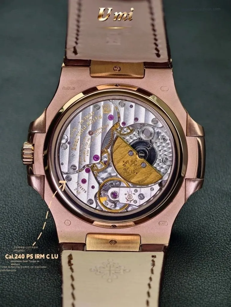 1:1 Super Clone Uhr Patek Philippe Nautilus 5724R-001 Roségold Moissanit 40mm