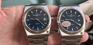 Blaues Zifferblatt PPF vs MKS Vacheron 222, matte Oberfläche im Vergleich
