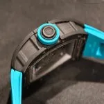 1:1 Super Clone Uhr Richard Mille RM055 Carbon Gehäuse Blaues Armband 42.7mm