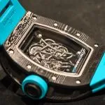 1:1 Super Clone Uhr Richard Mille RM055 Carbon Gehäuse Blaues Armband 42.7mm