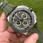 1:1 Super Clone Uhr Audemars Piguet Royal Oak Offshore 26420 Khaki-Grün Titan 43mm