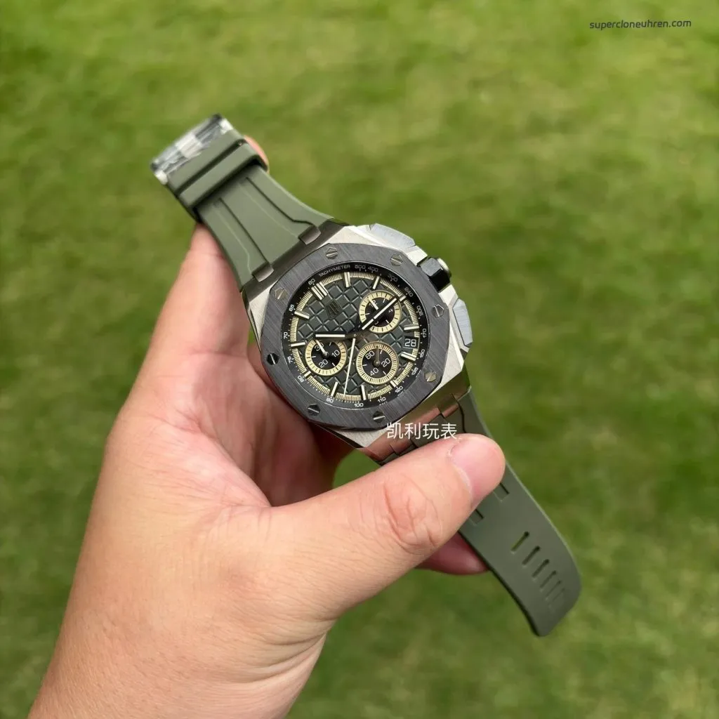 1:1 Super Clone Uhr Audemars Piguet Royal Oak Offshore 26420 Khaki-Grün Titan 43mm