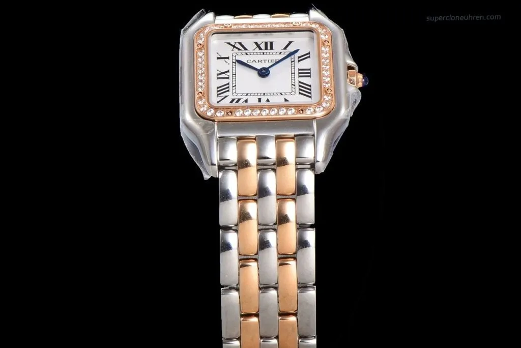 Super Clone Uhr Cartier Panthère W3PN0007 Roségold Diamant 27*37 mm