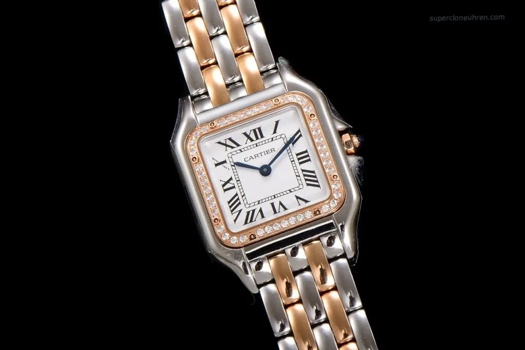 Super Clone Uhr Cartier Panthère W3PN0007 Roségold Diamant 27*37 mm