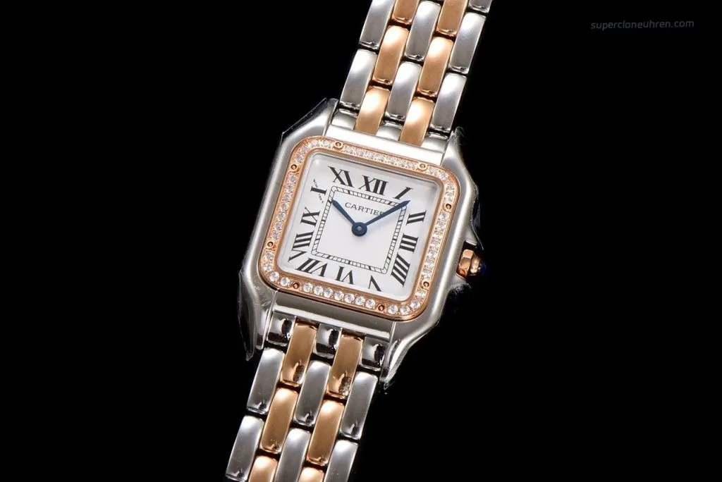 Super Clone Uhr Cartier Panthère W3PN0007 Roségold Diamant 27*37 mm