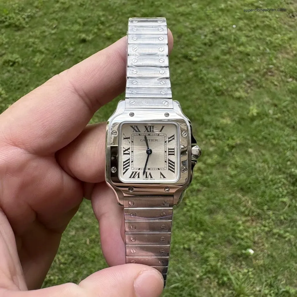 Super Clone Cartier Santos WSSA0082 Blaue Zeiger Stahlarmband 27*34,5mm