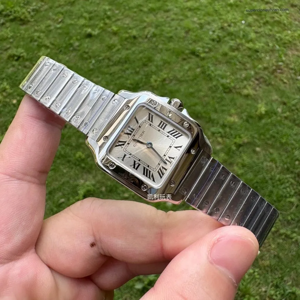 Super Clone Cartier Santos WSSA0082 Blaue Zeiger Stahlarmband 27*34,5mm