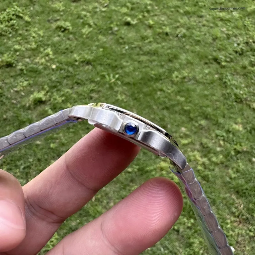 Super Clone Cartier Santos WSSA0082 Blaue Zeiger Stahlarmband 27*34,5mm