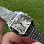 Super Clone Cartier Santos WSSA0082 Blaue Zeiger Stahlarmband 27*34,5mm