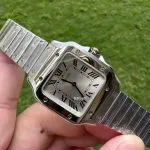 Super Clone Cartier Santos WSSA0082 Blaue Zeiger Stahlarmband 27*34,5mm