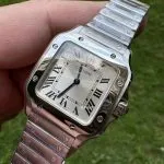 Super Clone Cartier Santos WSSA0082 Blaue Zeiger Stahlarmband 27*34,5mm