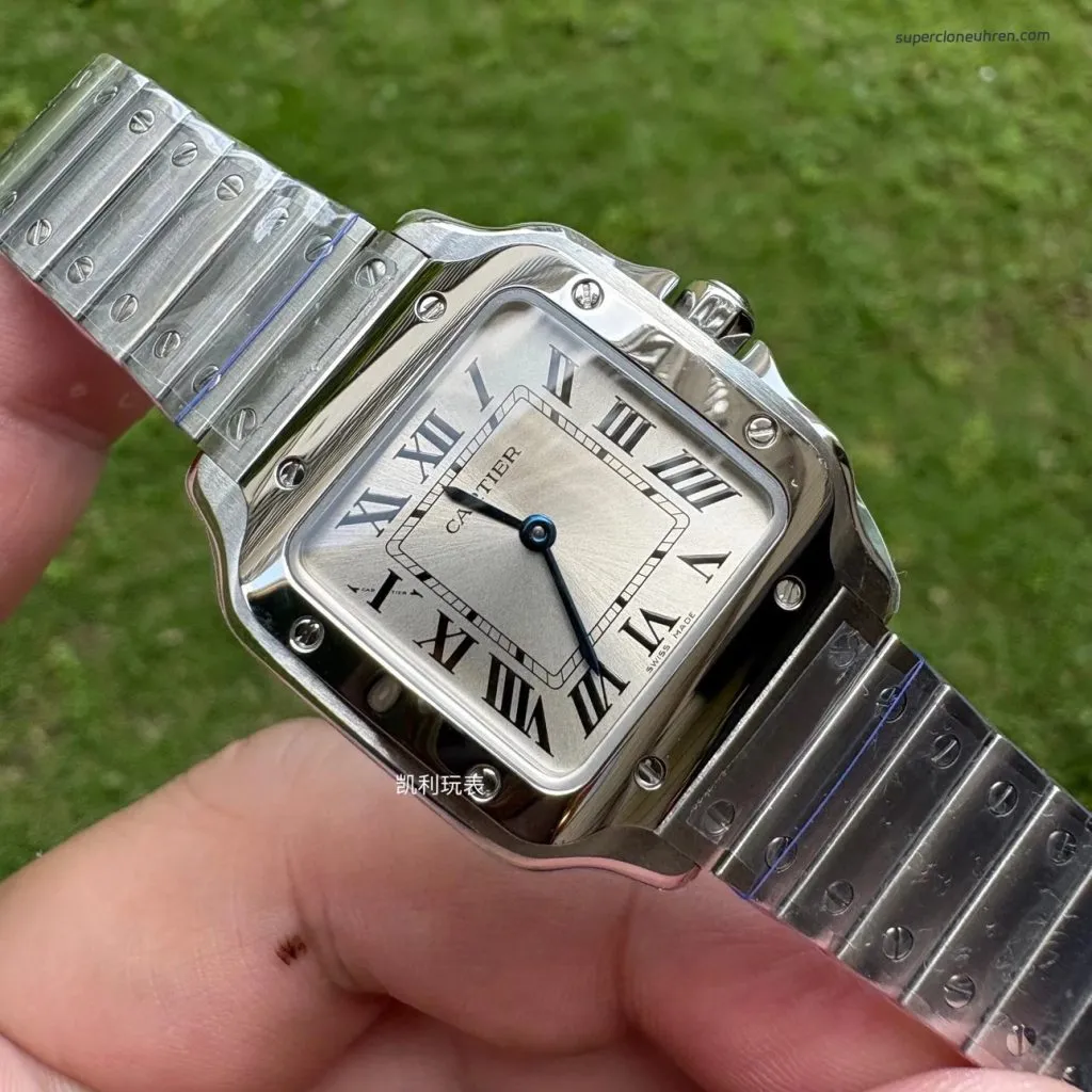Super Clone Cartier Santos WSSA0082 Blaue Zeiger Stahlarmband 27*34,5mm