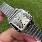 Super Clone Cartier Santos WSSA0082 Blaue Zeiger Stahlarmband 27*34,5mm