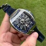 1:1 Super Clone Uhr Franck Muller Vanguard Yachting V 45 SC DT Blaues Zifferblatt 45mm