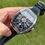 1:1 Super Clone Uhr Franck Muller Vanguard Yachting V 45 SC DT Blaues Zifferblatt 45mm