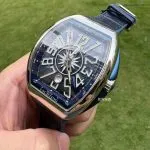 1:1 Super Clone Uhr Franck Muller Vanguard Yachting V 45 SC DT Blaues Zifferblatt 45mm