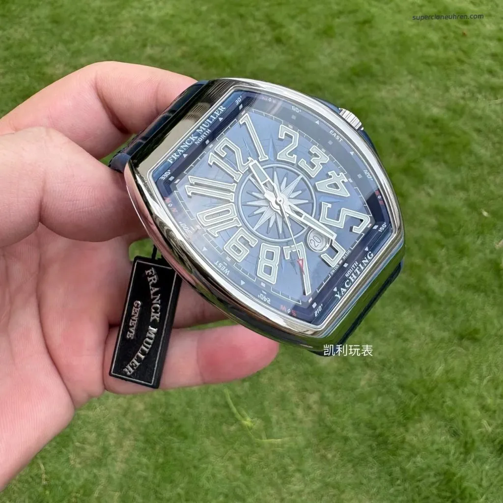 1:1 Super Clone Uhr Franck Muller Vanguard Yachting V 45 SC DT Blaues Zifferblatt 45mm