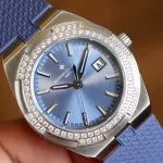 1:1 Super Clone Uhr Vacheron Constantin Overseas 1225V/200A-B590 Edelstahl Diamantlünette 33mm