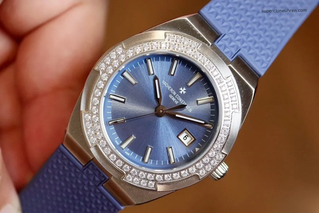 1:1 Super Clone Uhr Vacheron Constantin Overseas 1225V/200A-B590 Edelstahl Diamantlünette 33mm