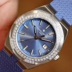 1:1 Super Clone Uhr Vacheron Constantin Overseas 1225V/200A-B590 Edelstahl Diamantlünette 33mm