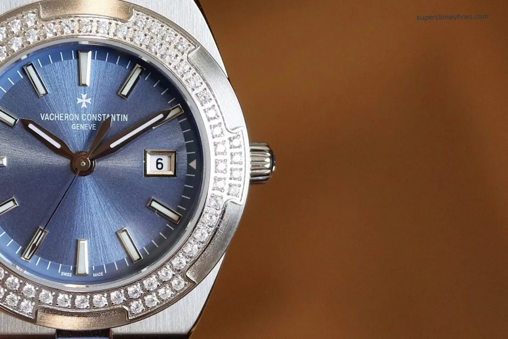 1:1 Super Clone Uhr Vacheron Constantin Overseas 1225V/200A-B590 Edelstahl Diamantlünette 33mm