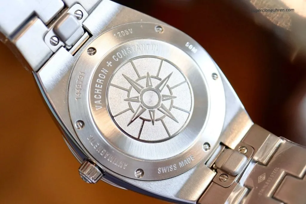 1:1 Super Clone Uhr Vacheron Constantin Overseas 1225V/200A-B590 Blaues Zifferblatt mit Diamantlünette 33mm