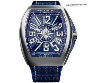 1:1 Super Clone Uhr Franck Muller Vanguard Yachting V 45 SC DT Blaues Zifferblatt 45mm