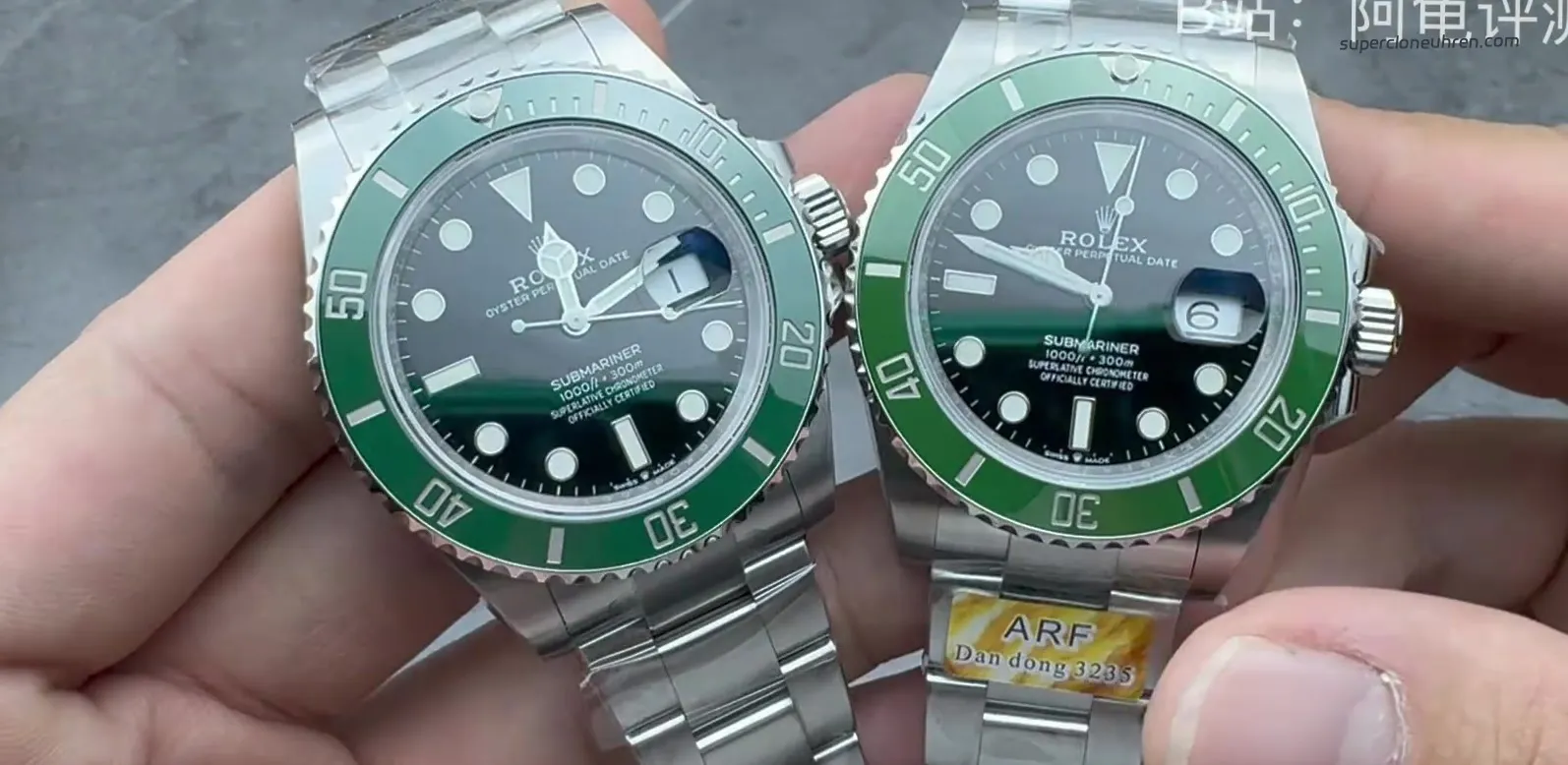 VS Factory und ARF Rolex Submariner 41mm grün Super Clone nebeneinander